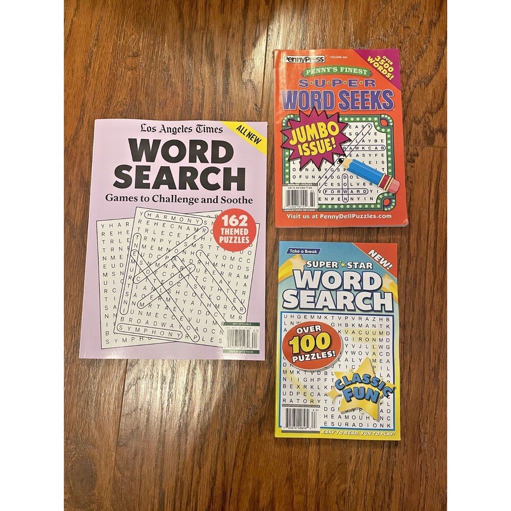 Los Angeles Times Penny Press Word Search Puzzle Books (Lot Of 3) NEW!
